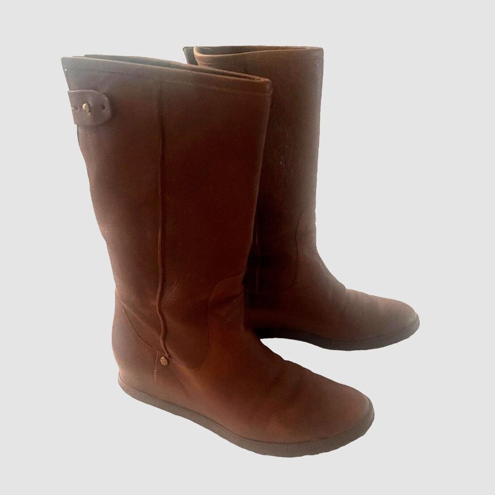 Stuart Weitzman Womens Sz 8.5  Leather Wedge Pull On Short Boots Brown Casual